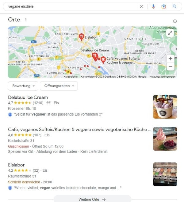 Local SEO für Vegane Eisdielen Google Maps