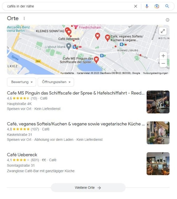 Local SEO für Cafés in der Nähe Google Maps