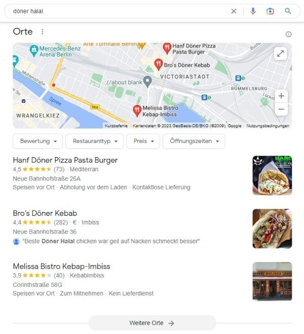 Local SEO für Döner Halal Google Suche