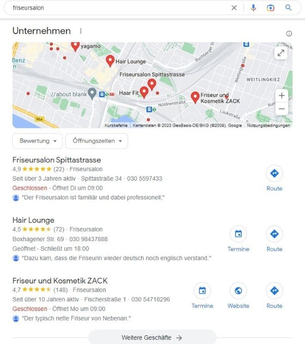 Local SEO für Friseursalon Google Maps
