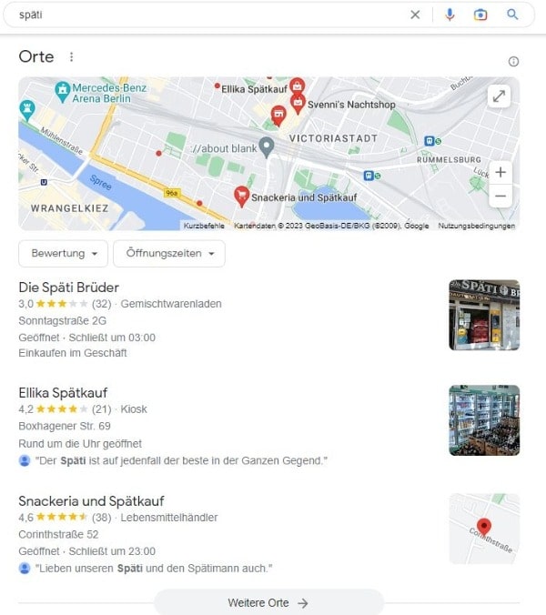 Local SEO für Späti Google Maps