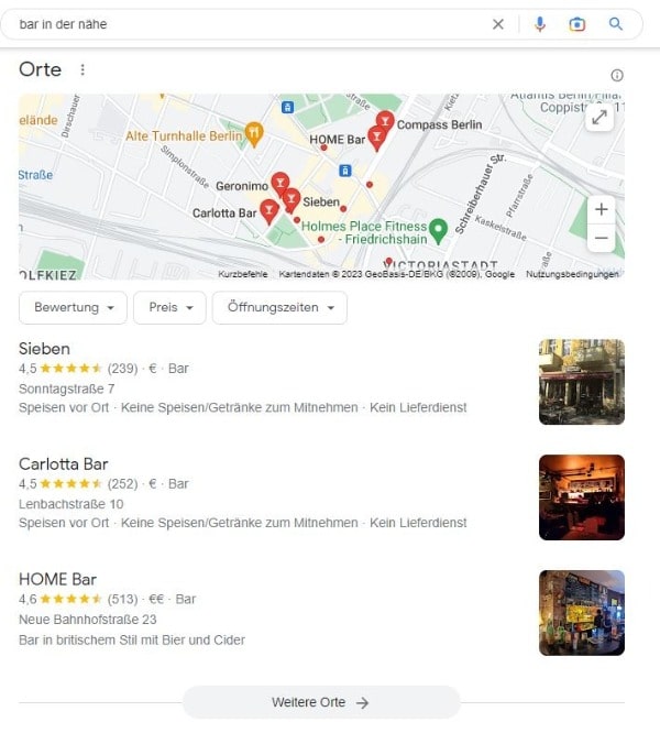 Website erstellen und Local SEO für Bars in der Nähe Google Maps