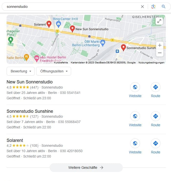 Website erstellen und Local SEO für Sonnenstudio