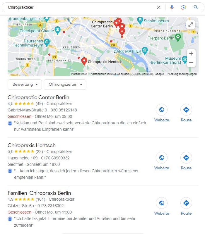Local SEO für Chiropraktiker Maps Screenshot