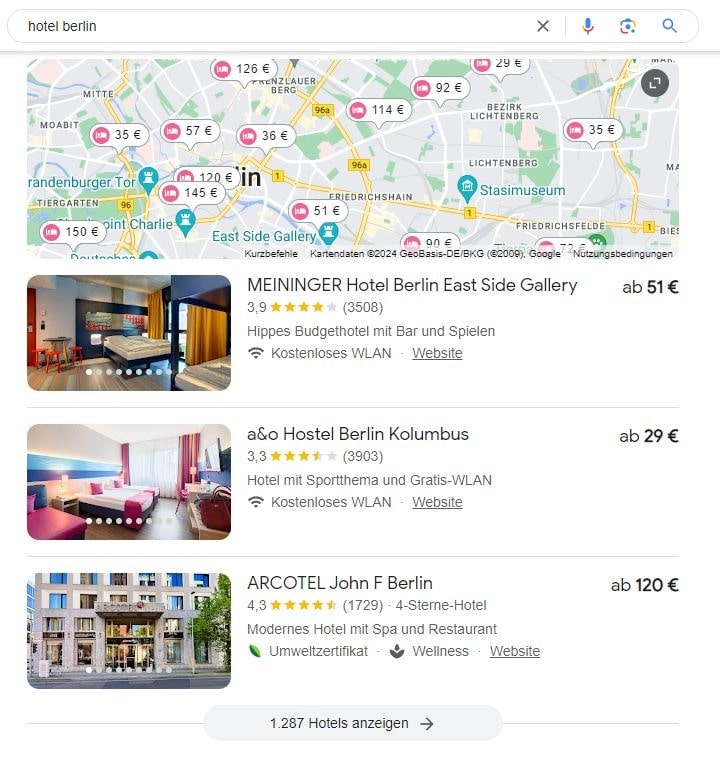 Local SEO für Hotel Berlin Google Maps Screenshot