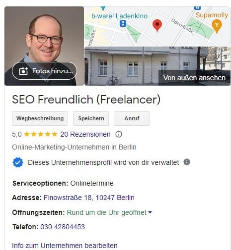 Local SEO Friseure Kontaktdaten im Google My Business-Profil 
